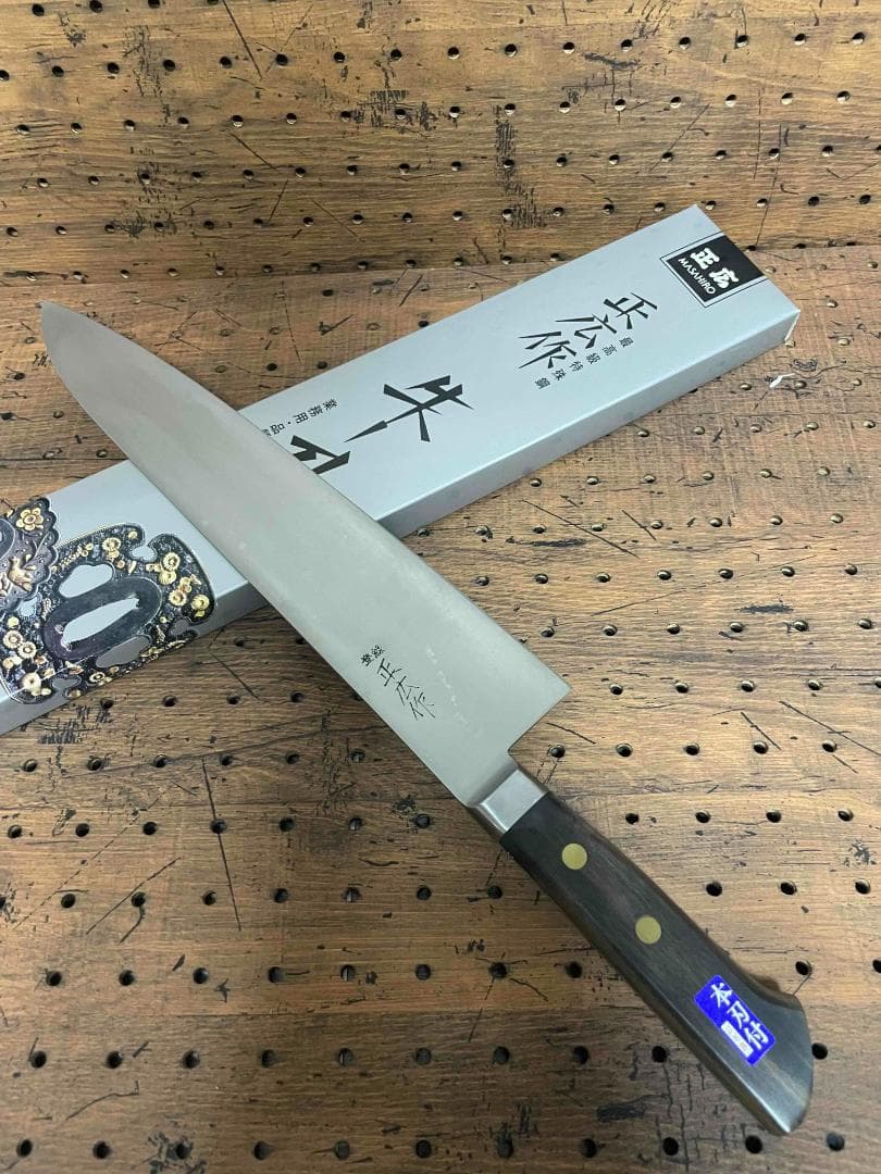 正広 牛刀 300mm 日本鋼 口金付 本職用包丁 13014