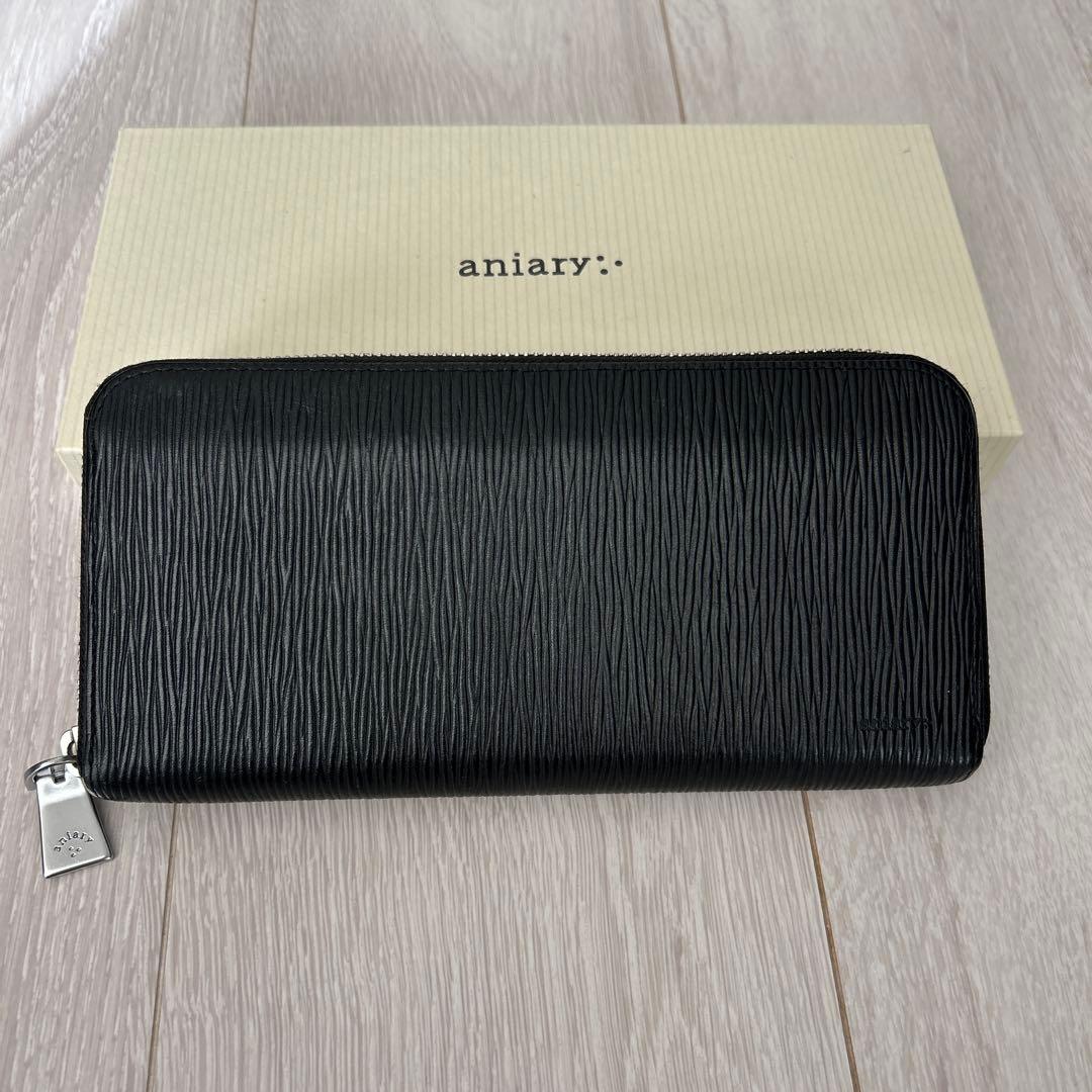 aniary ブラック レザー 長財布
