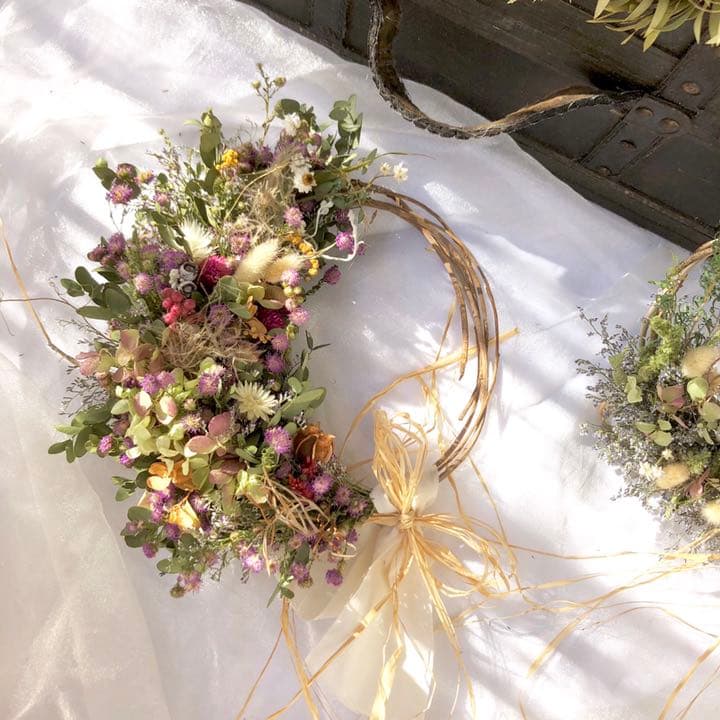 受注制作ユーカリと紫陽花と花々のリース