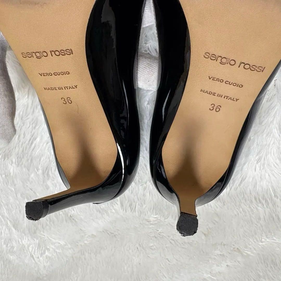 ✨極美品✨セルジオロッシ パンプス ハイヒール ブラック エナメル ラウンド