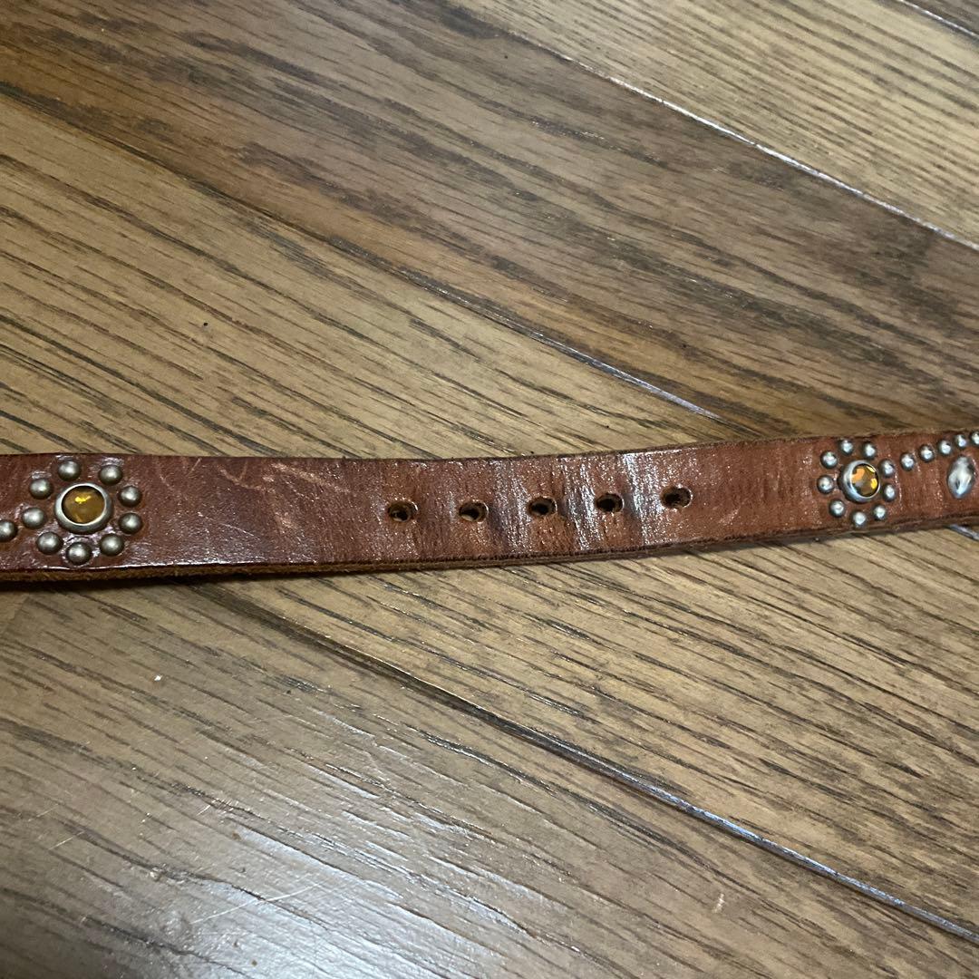 良品 HTC フラワースタッズ ナローベルト イエローストーン 32inch