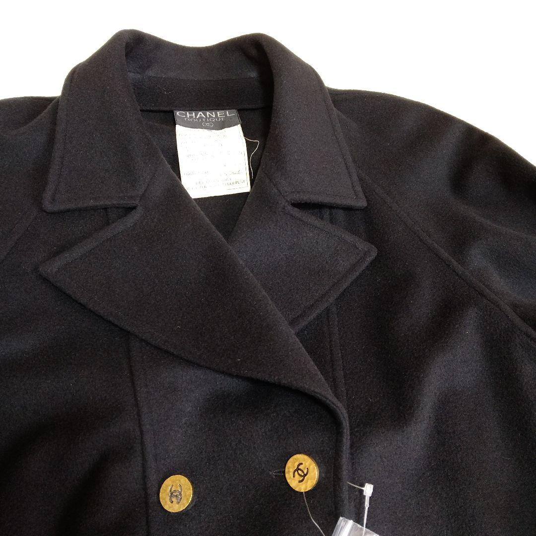 シャネル ロングコートカシミヤ100 金ボタン ダブルブレスト Aライン A94