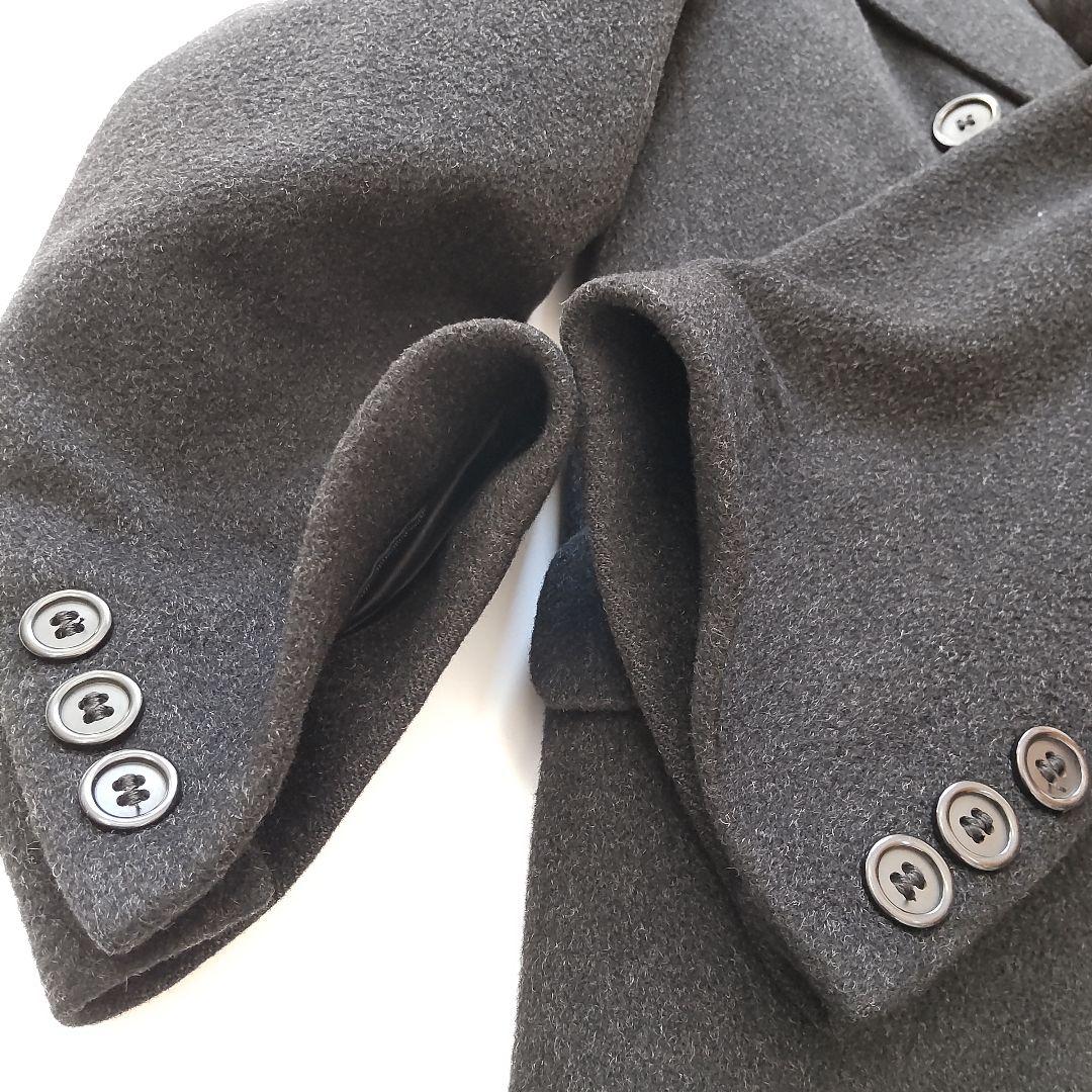 極美品 バーバリー カシミヤ100％ ダブル チェスター ロング コート グレー