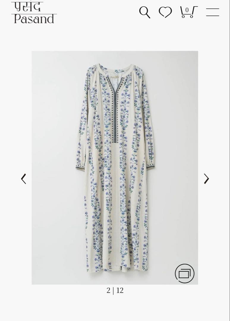 ヌキパテ/Crimp Cotton Bergamot Print Dress