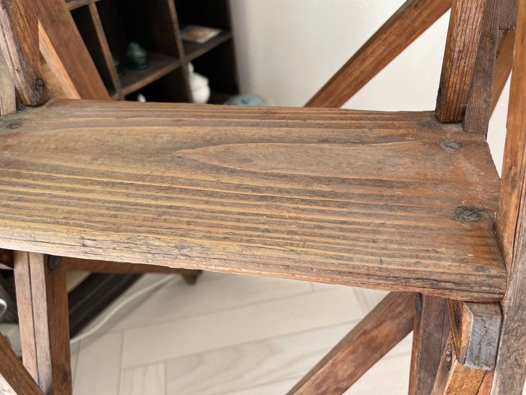 イギリスアンティーク　木製ステップラダー