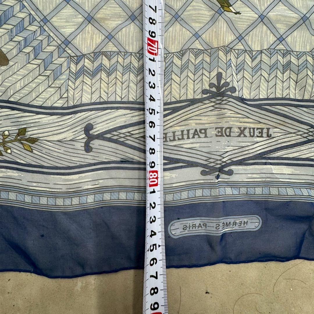 エルメス　シフォン スカーフ カレ90 JEUX DE PAILLE シルク