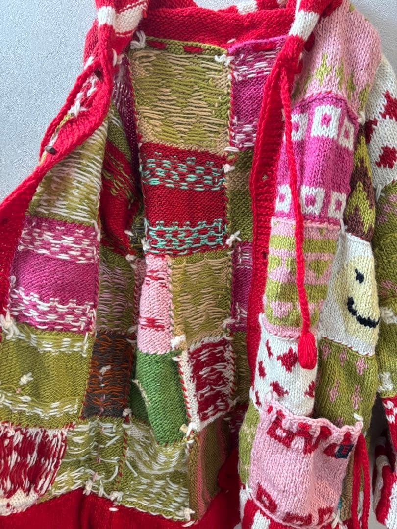 EL RODEO エルロデオ パッチワーク ニット コート ニコちゃん