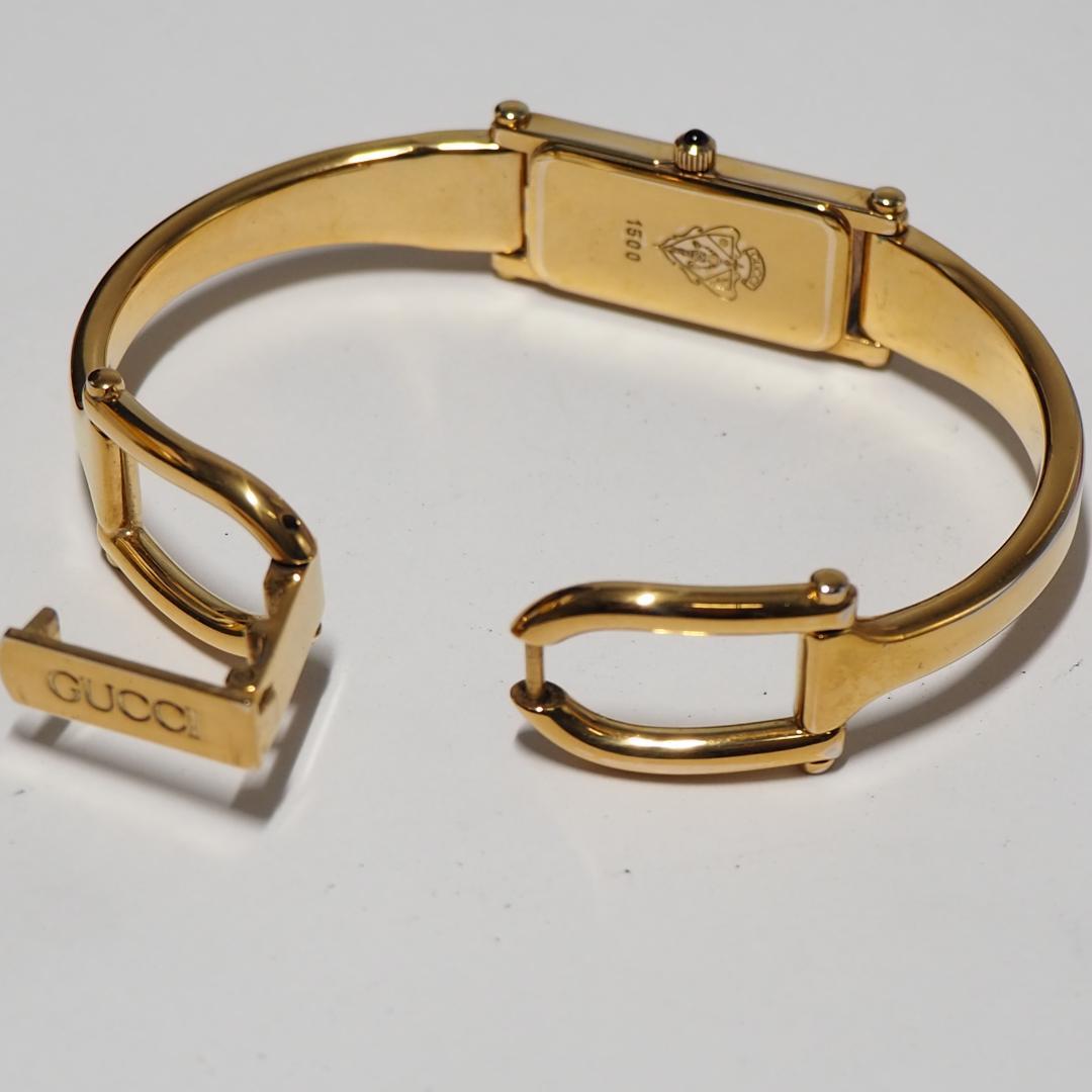 美品 グッチ GUCCI 1500L バングルウォッチ シェル 腕時計 H558