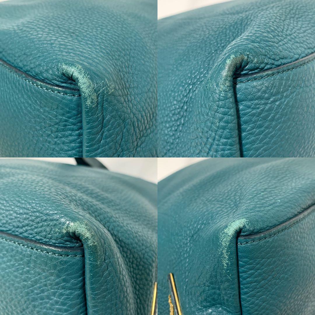 良品✨ プラダ　ヴィッテロダイノ　オールレザー　トートバッグ　肩掛け　ブルー系