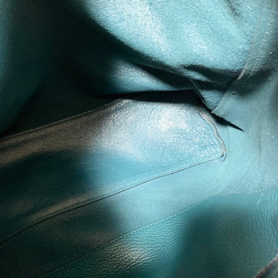 良品✨ プラダ　ヴィッテロダイノ　オールレザー　トートバッグ　肩掛け　ブルー系