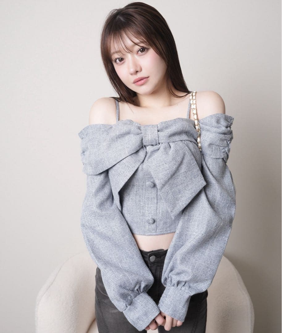 【本日まで】LIPSERVICE リボンオフショルロングスリーブトップス 新品