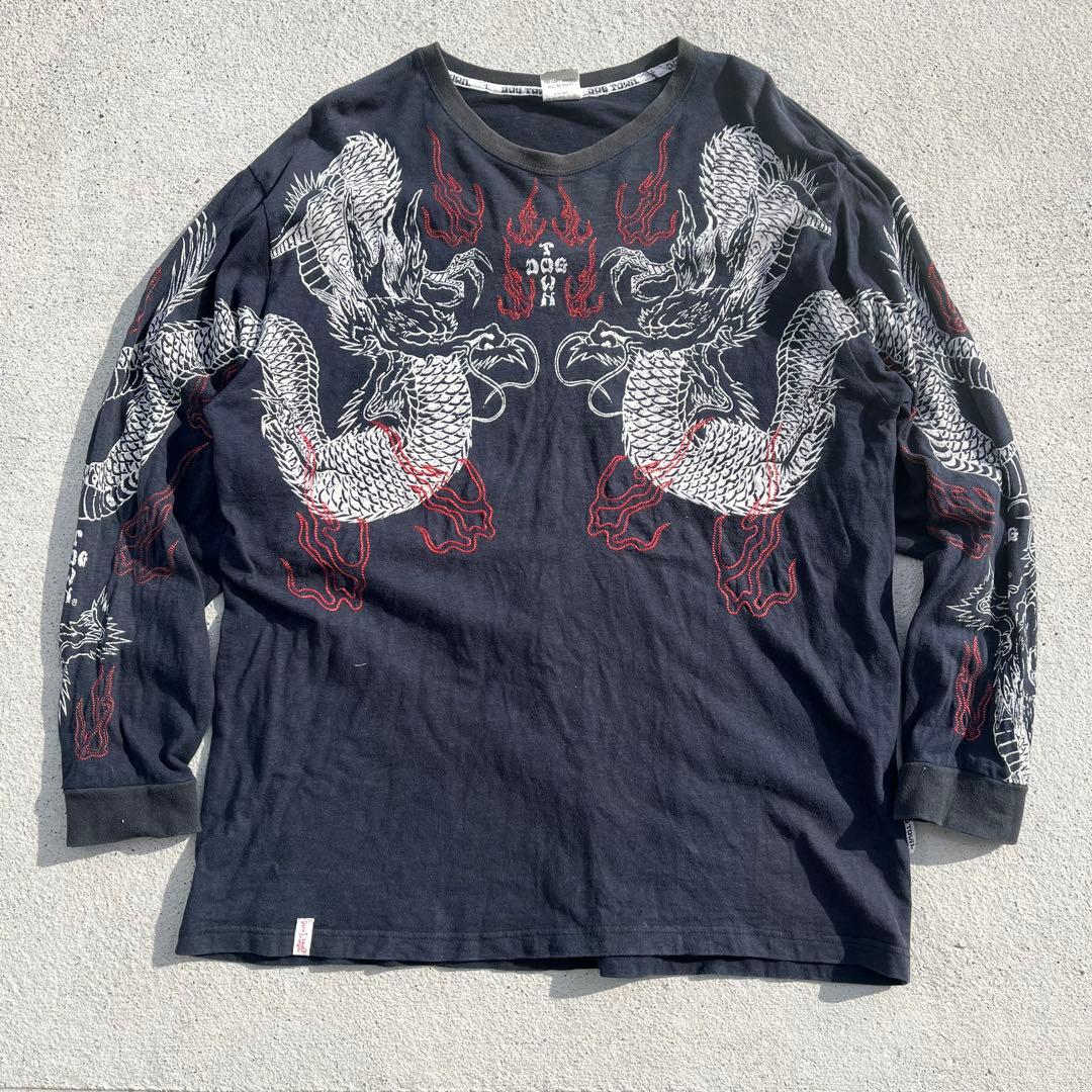 DOG TOWN ドックタウン 黒龍 長袖　ロンT パッチワークシャツ　XL