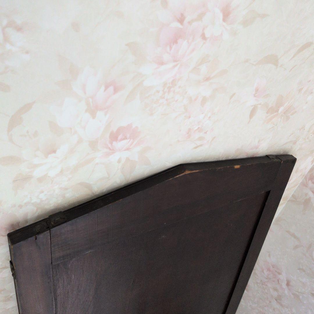 アンティークイギリス不規則形状の木製ミラー