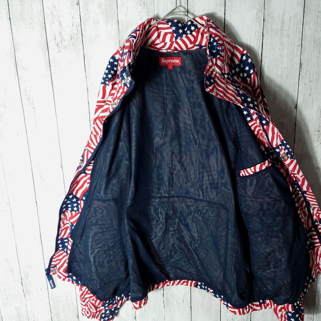 【極美品】シュプリーム　星条旗　総柄　ジップ　パーカー　ブルゾン　ジャケット