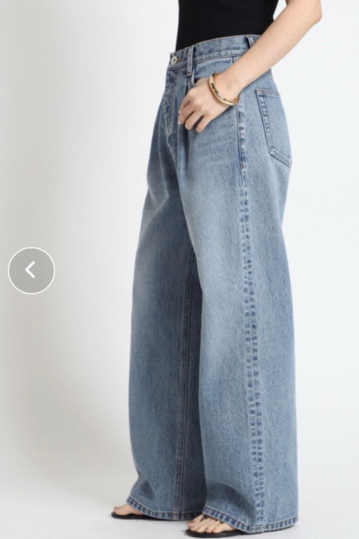 完売品 EVERYDAY I LIKE. タックバギーデニムパンツ ワイド　34