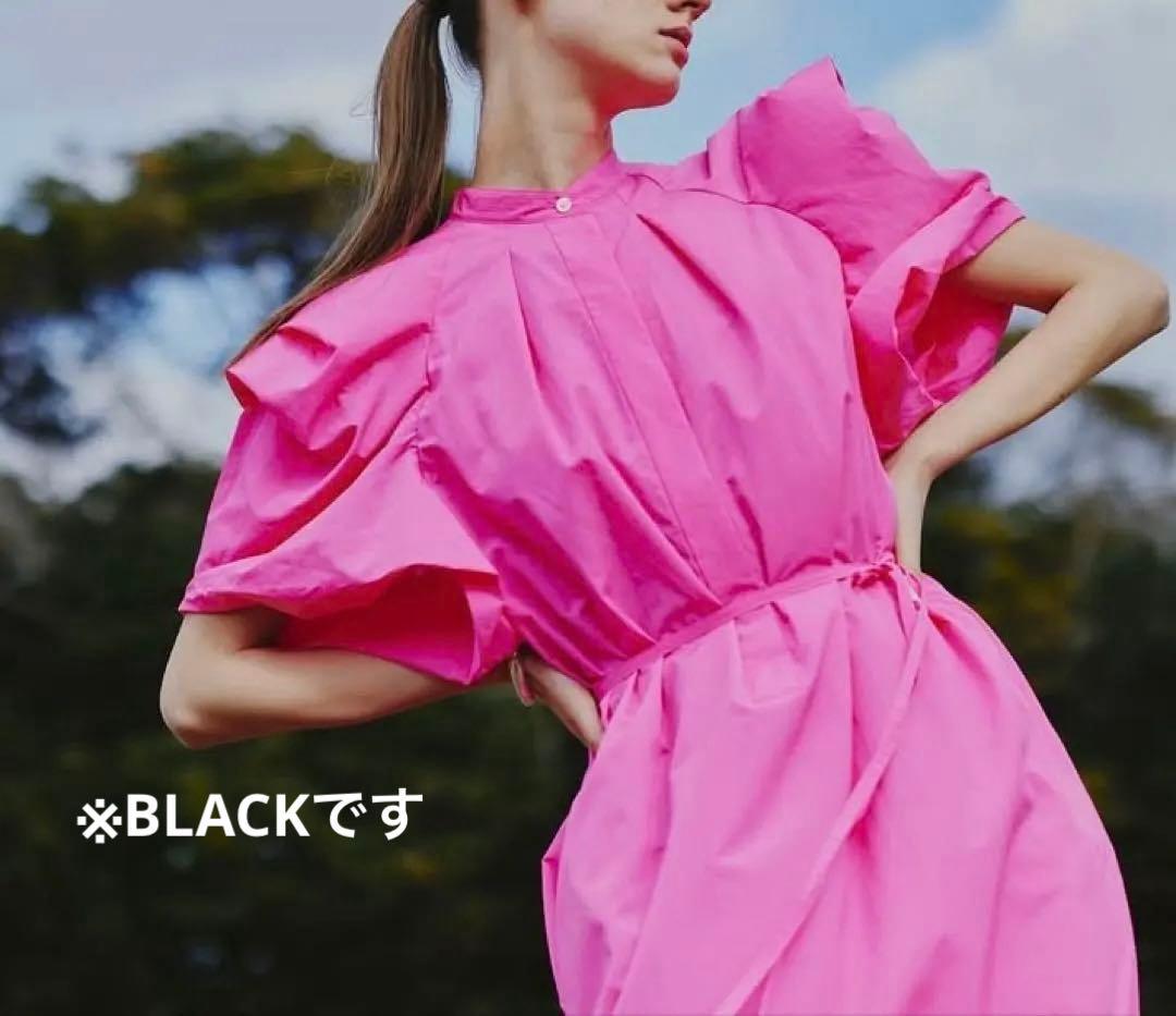 23年 美品 ルフィル ライトナイロンドレス フリル ボリュームスリーブ 黒