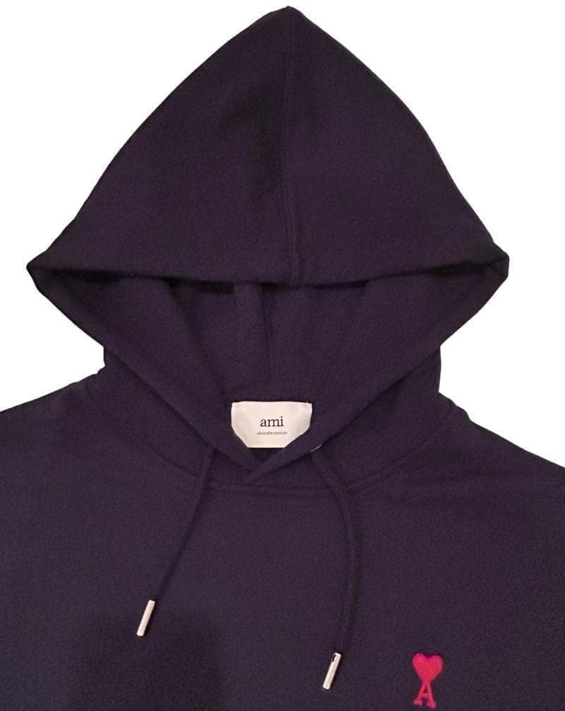 【新品 AMI Paris】パーカー ネイビー L 男女兼用 正規品 赤刺繍ロゴ