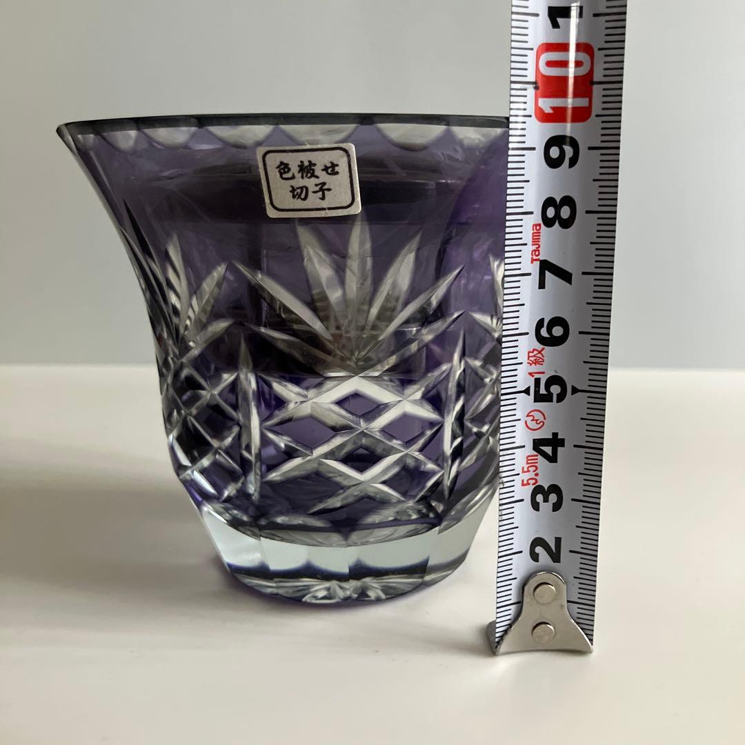 未使用　色被せ切子　ローズボウル　花瓶