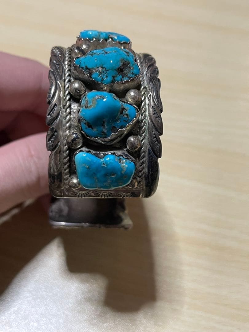 シルバー925 インディアンジュエリー　ターコイズ　バングル