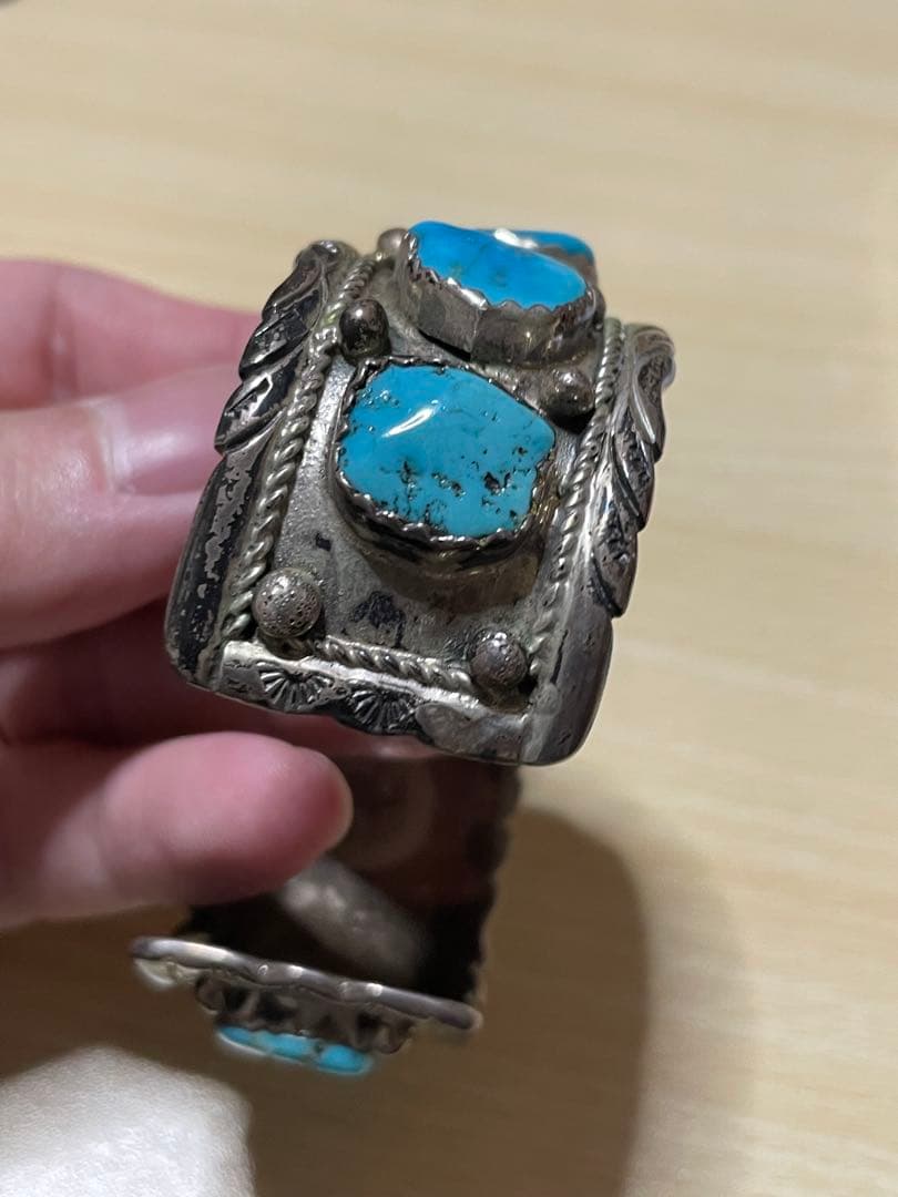 シルバー925 インディアンジュエリー　ターコイズ　バングル