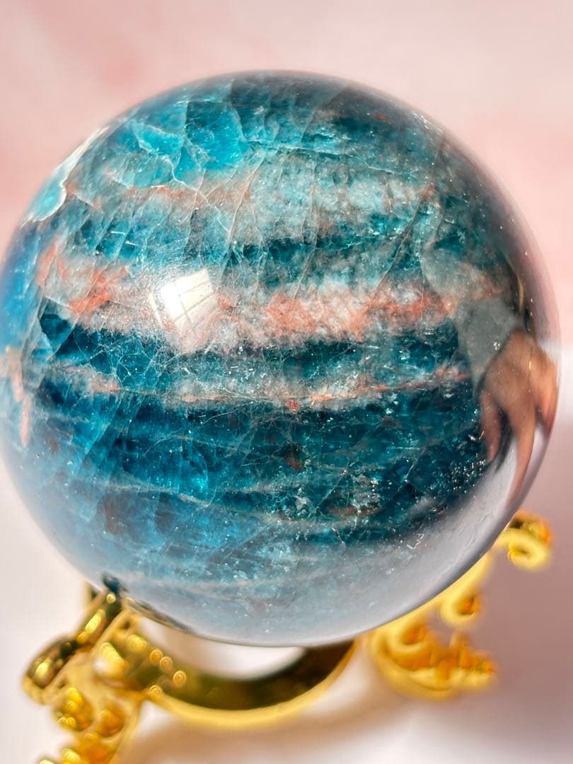 ピンク入りアマゾナイト　ハイグレード　キラキラ　シラー　特別　スフィア