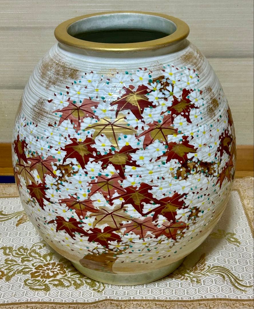 京焼　清水焼　齋藤雲楽　色絵金彩雲錦文花瓶
