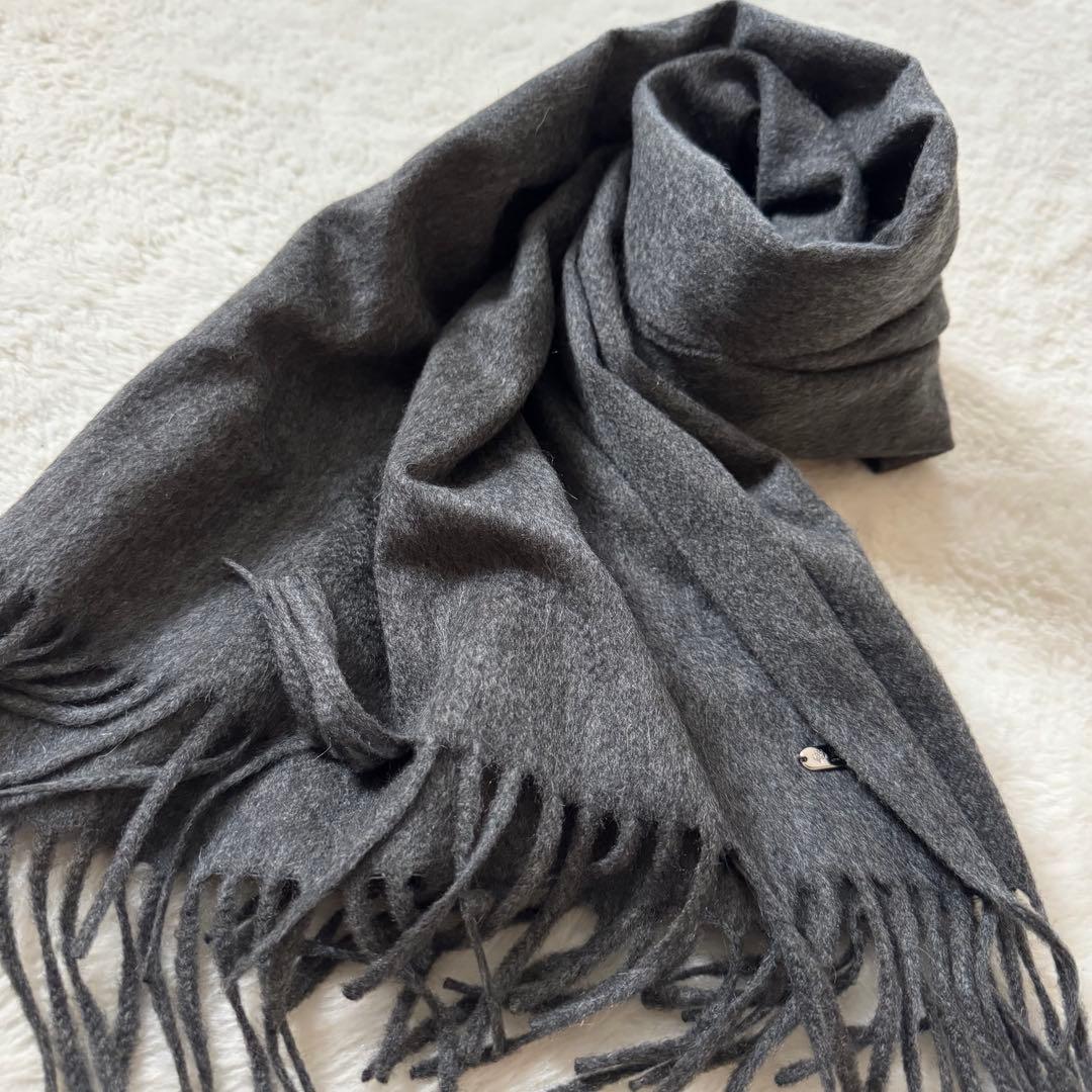美品　極上の肌触り　ロロピアーナ 最高級カシミヤ100% 大判マフラー　グレー