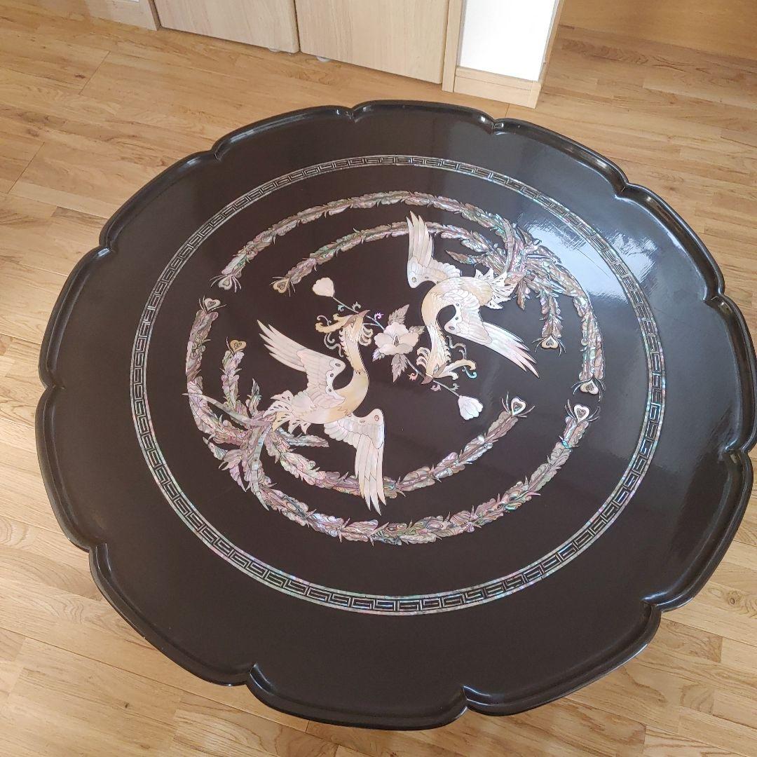螺鈿細工　丸テーブル