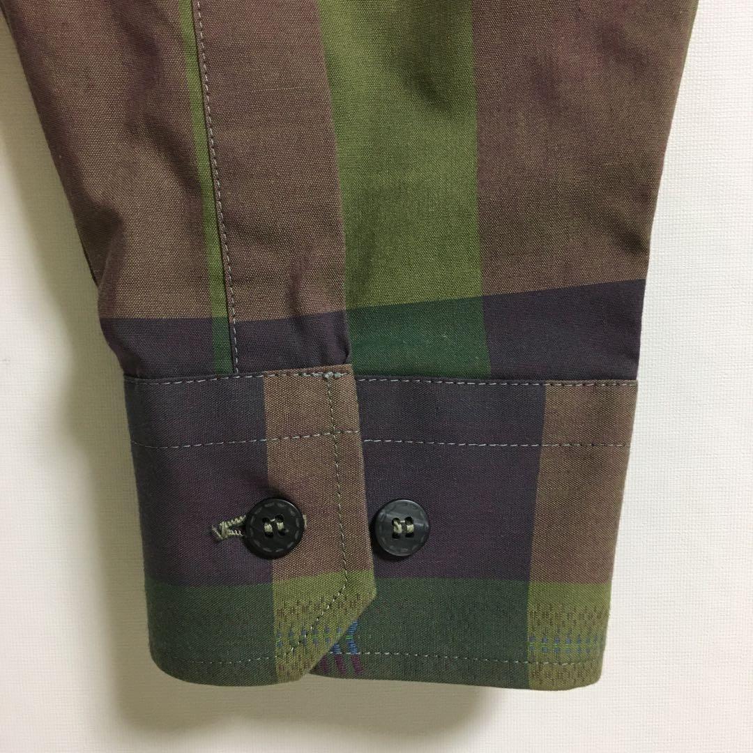 ネクタイシャツ 古着 ペイズリー柄シルクネクタイ チェックジャガードシャツ緑 紫