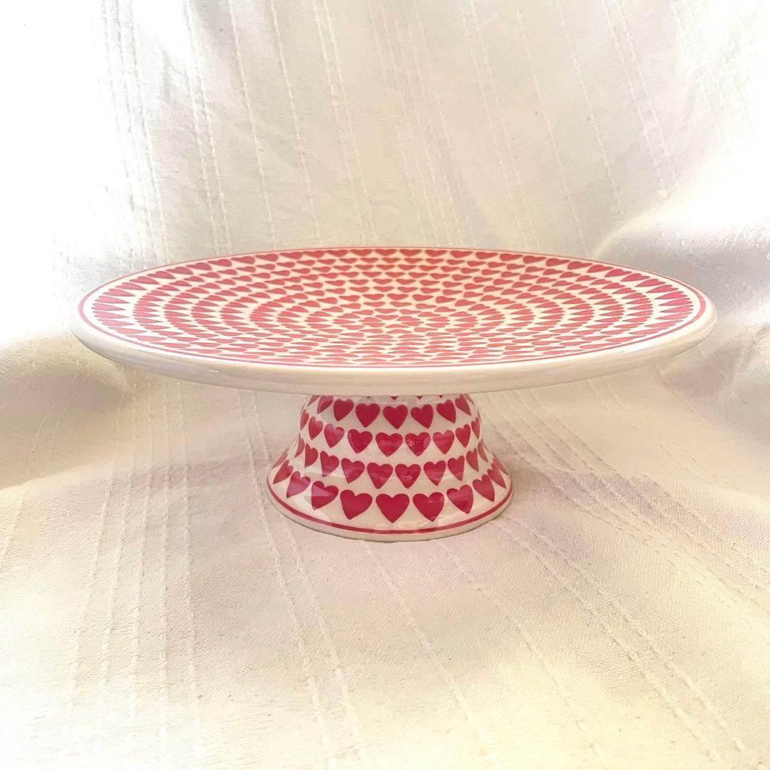 ポーリッシュポタリー　ハート柄　ケーキスタンド