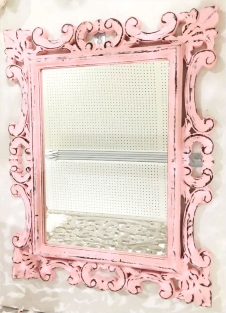 壁掛けミラー☆パステルピンク