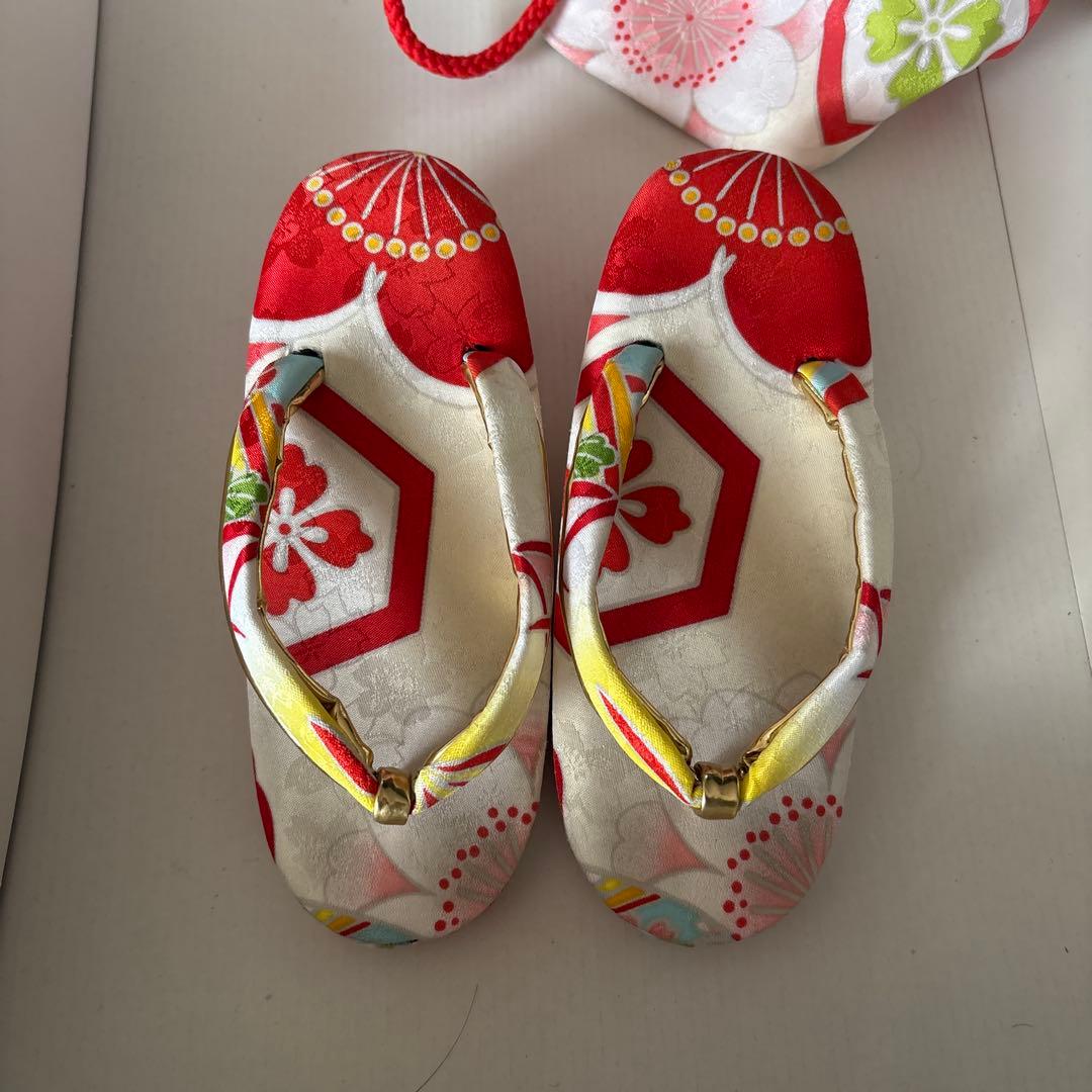 七五三　3歳　着物フルセット　下駄　巾着　付き　ユーズド