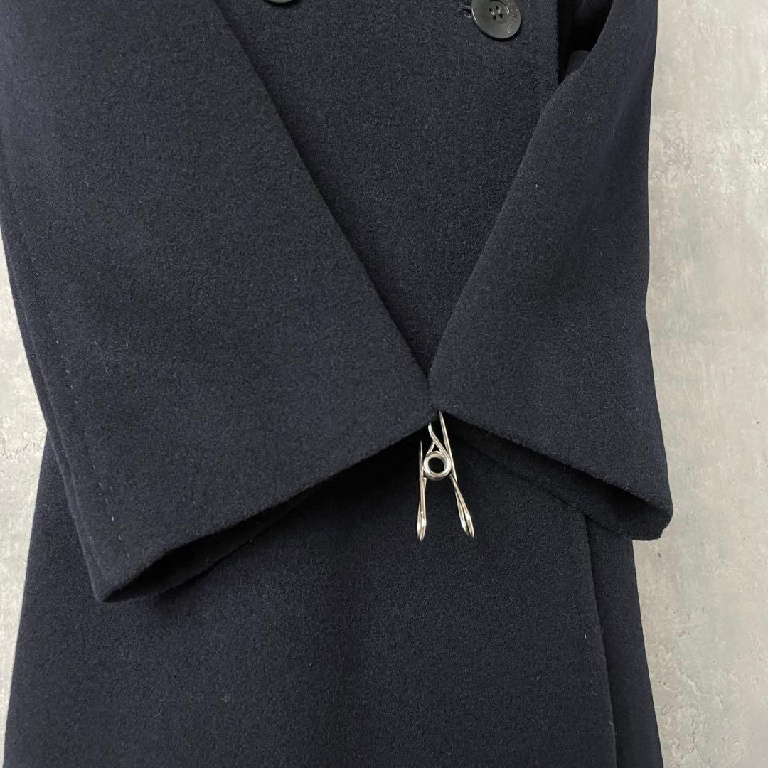【美品】アクアスキュータム カシミア混 ロングコート ダブルブレスト 紺色 M