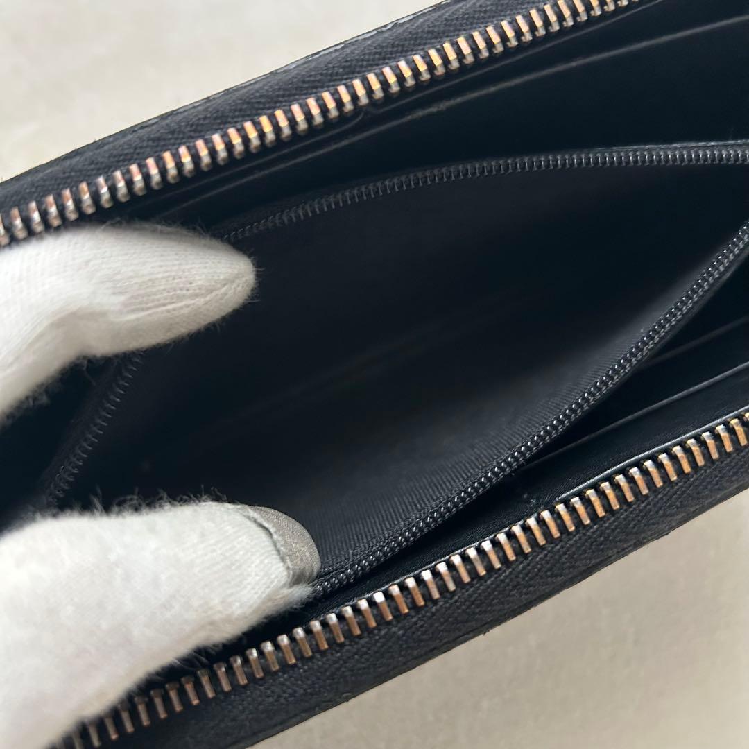 GUCCI グッチ 長財布 ラウンドファスナー シマ 黒