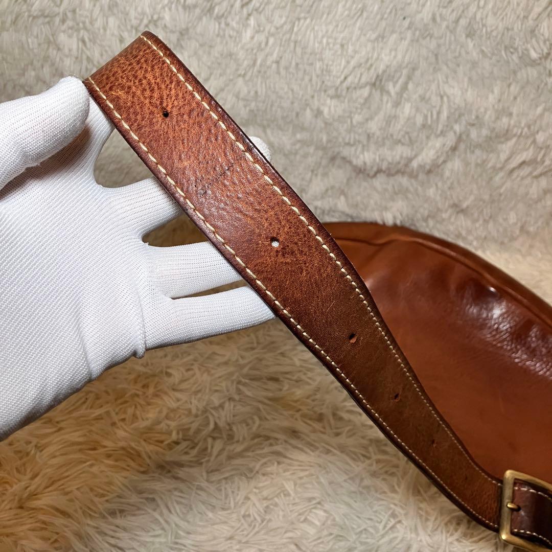 ☆旧品番 貴重☆ HERZ ヘルツ F-6 三日月ボディバッグ タンドー 本革