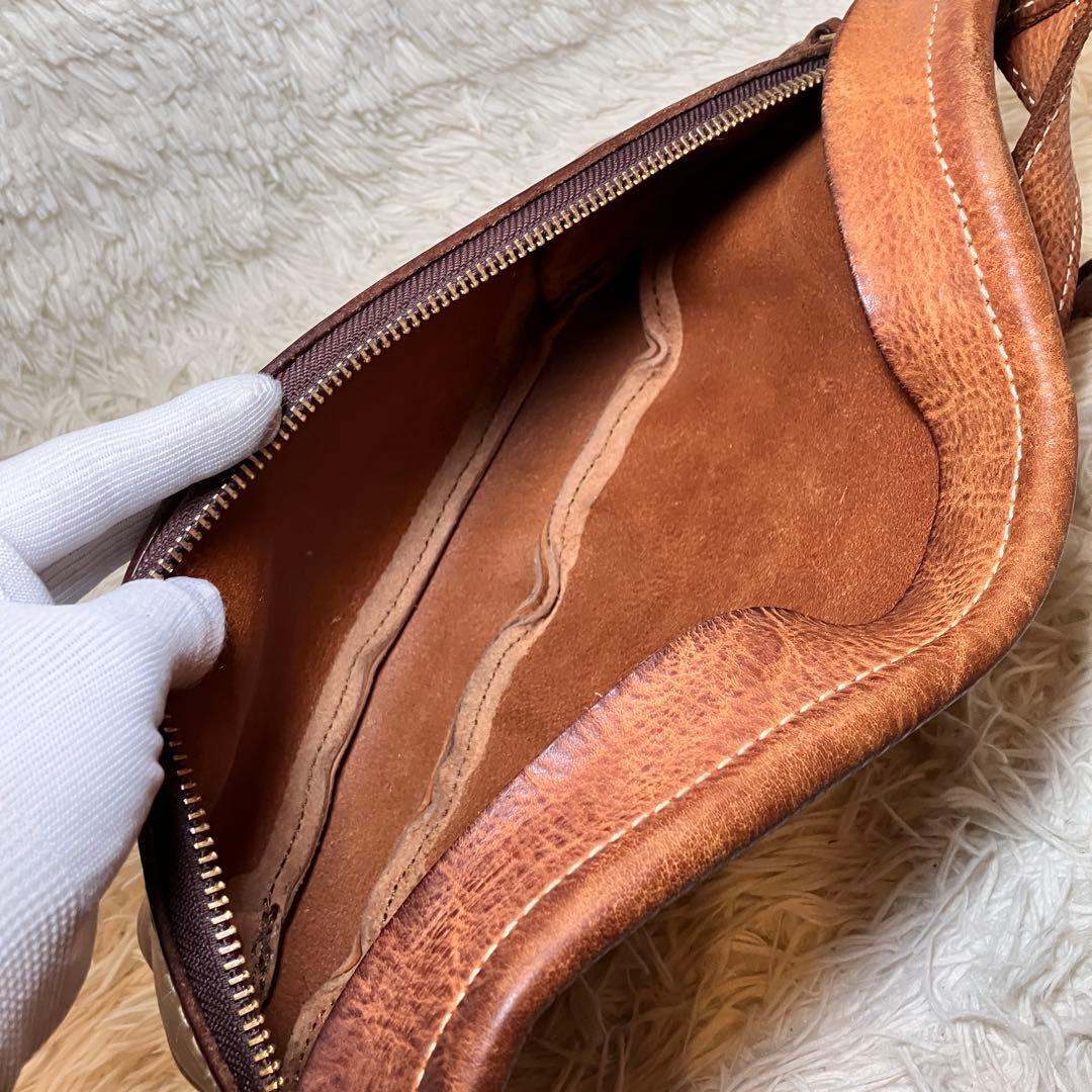 ☆旧品番 貴重☆ HERZ ヘルツ F-6 三日月ボディバッグ タンドー 本革