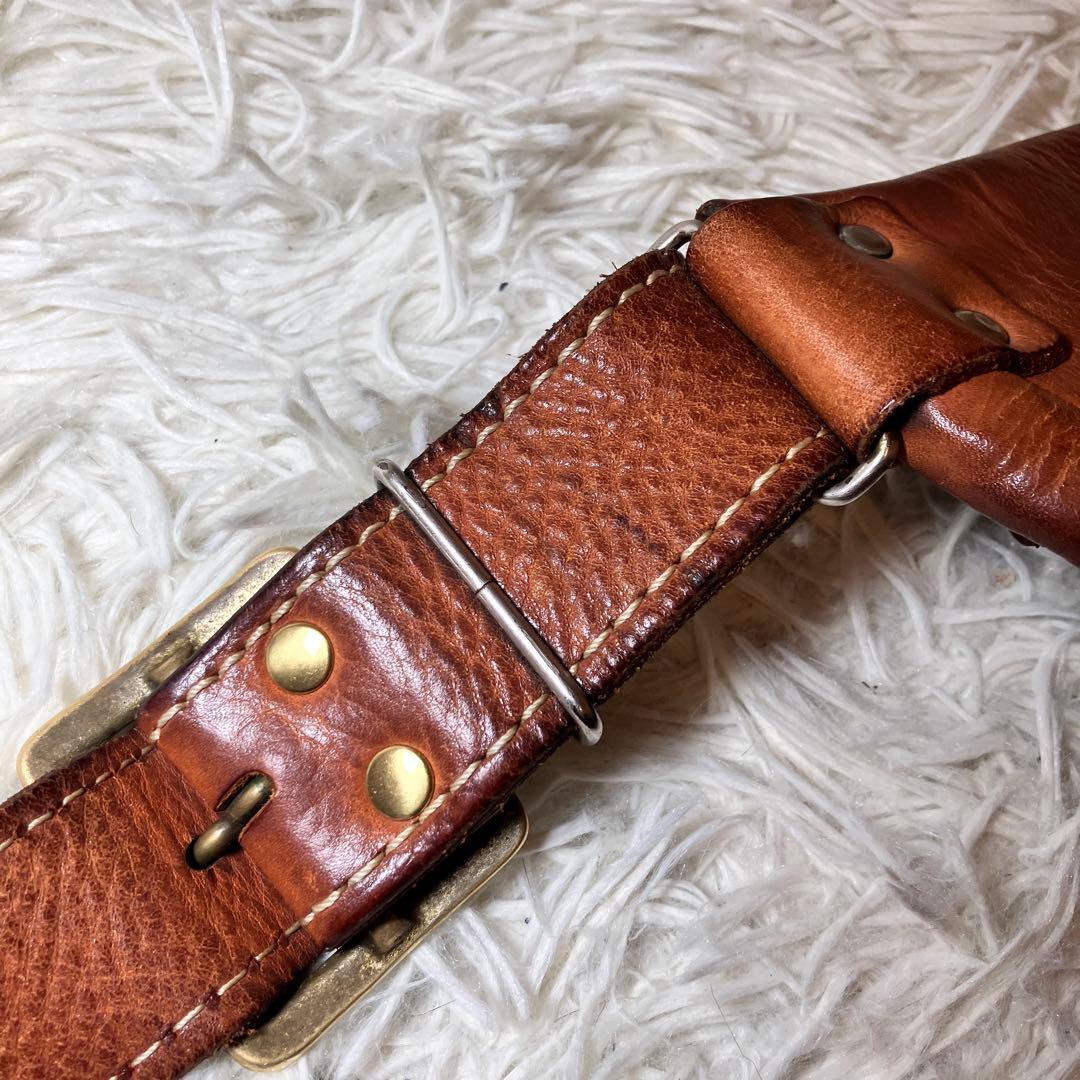 ☆旧品番 貴重☆ HERZ ヘルツ F-6 三日月ボディバッグ タンドー 本革