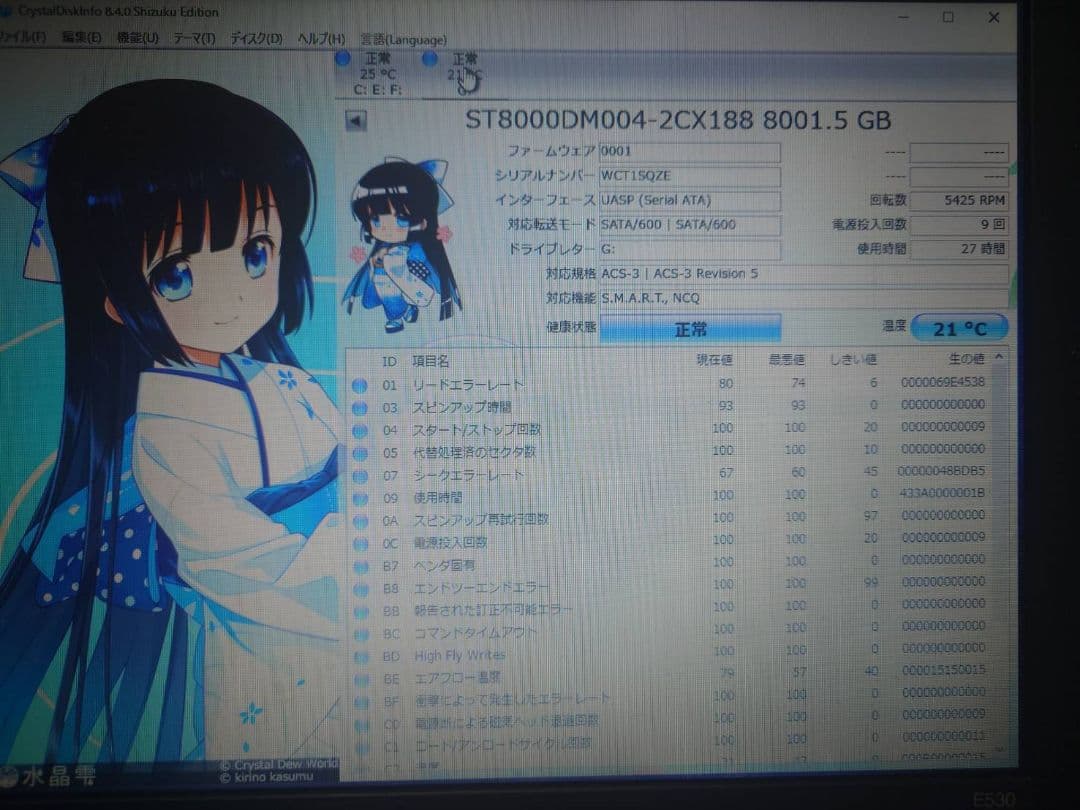 「品薄放出」使用時間27h Seagate Barracuda 8TB「6」