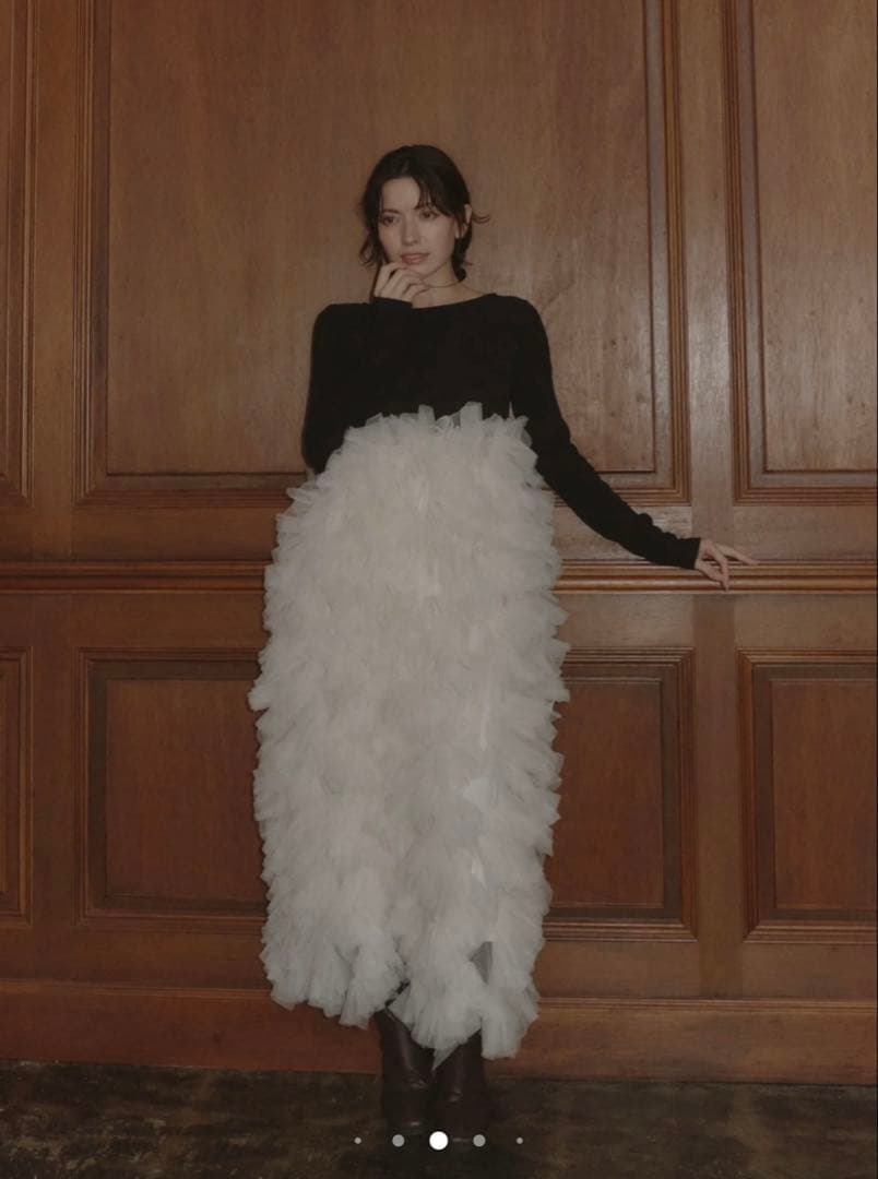 ワンピース emor ruffle tulle dress