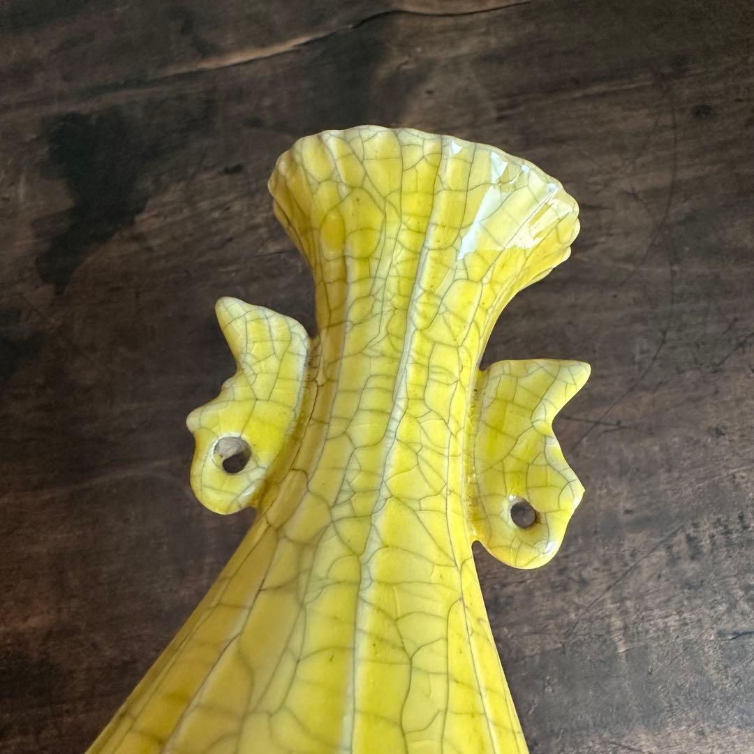 花瓶　官窯　黄釉　花入　宋代　中国美術　古美術　中国古玩　骨董