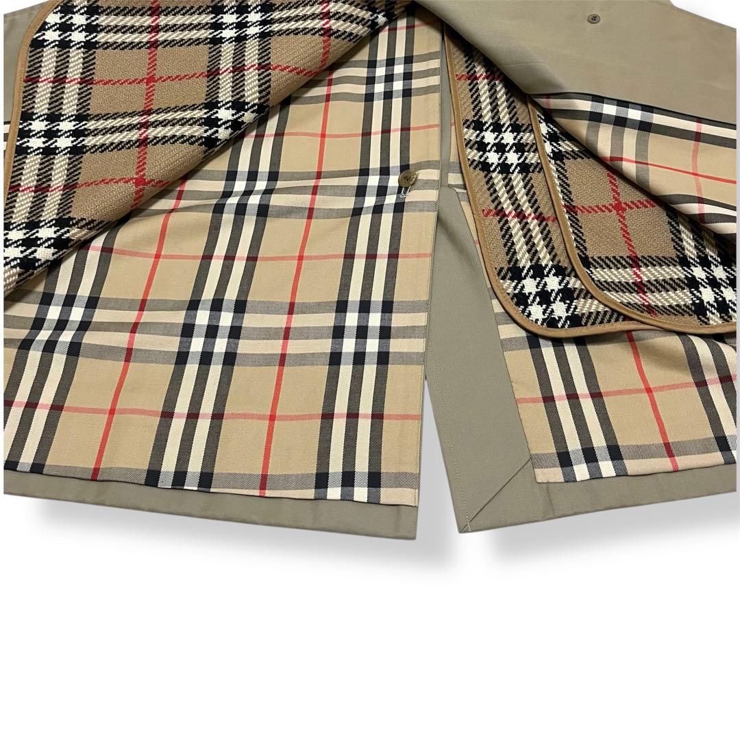 極美品✨希少バーバリー 白タグ ノバチェックステンカラーコート 玉虫色 ベルト