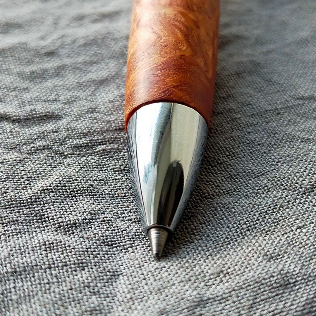 ハンドメイド　木軸ボールペン　花梨瘤　0.5mm　真鍮