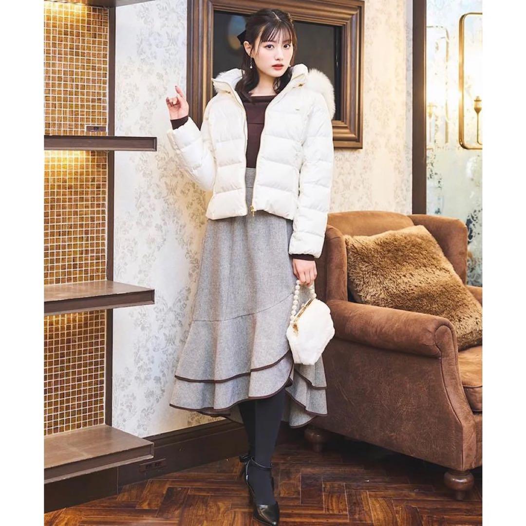 極上美品♡Swingle♡FOXファーショートダウンコート♡ホワイト♡Mサイズ