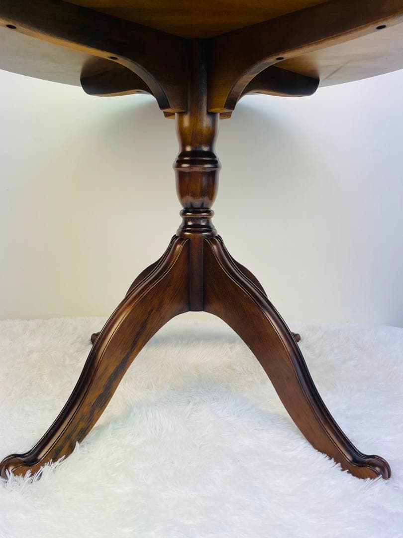 【美品】カリモク 丸テーブル 80cm ラウンド ダイニング　ブラウン