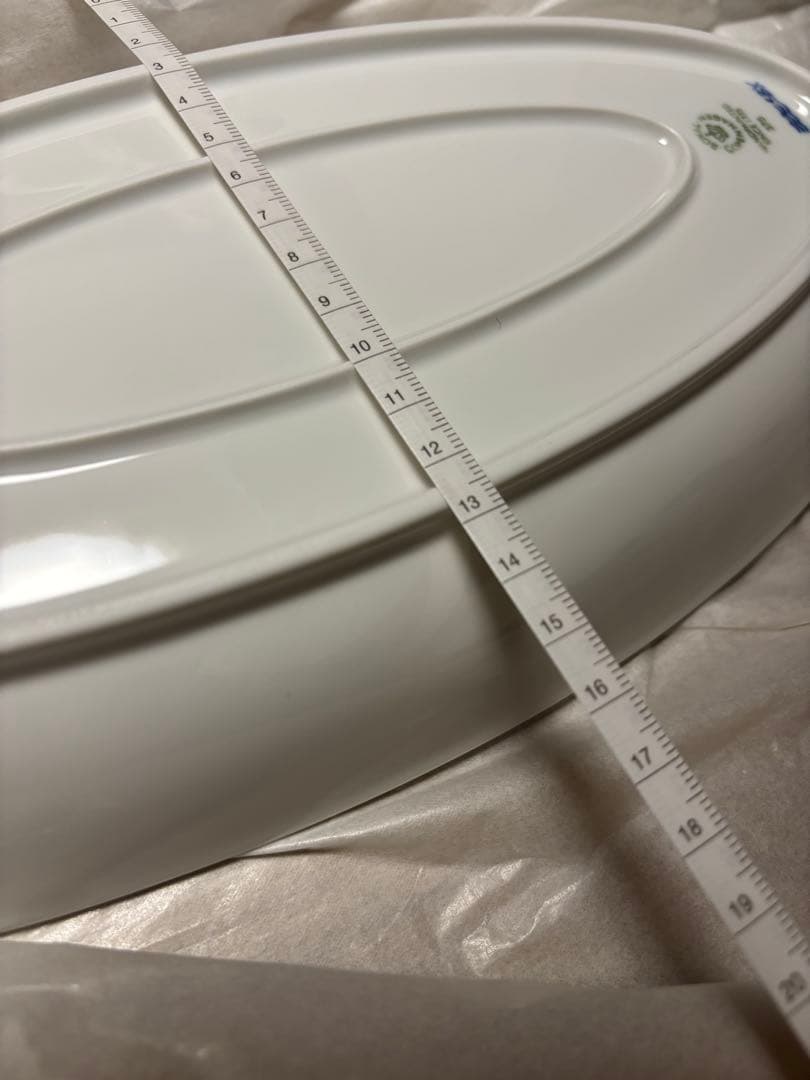   青い花模様 楕円形皿 375 新品未使用