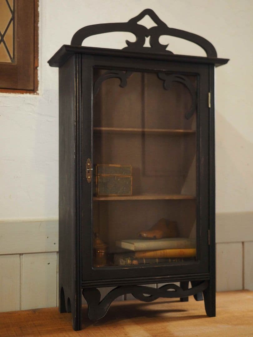 フランス　アンティーク　木製ガラス扉　キャビネット　アンティークキャビネット　棚