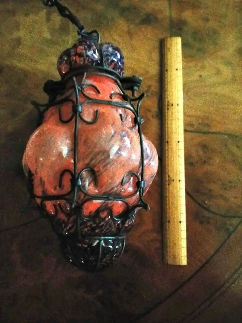 【芸術的】アンティーク/吹きガラス吊り下げ式ペンダントライト/ドイツ製/レア