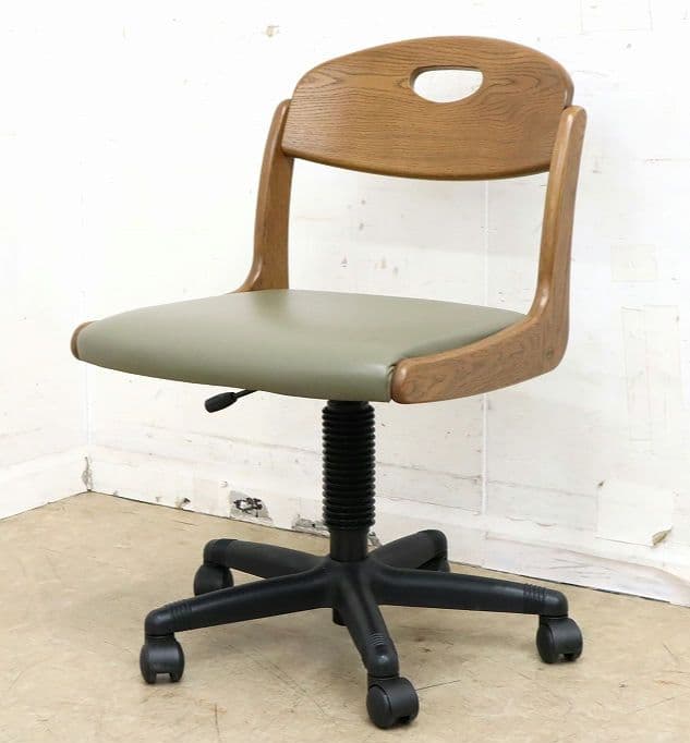 浜本工芸・デスクチェア・ナラ材・昇降式