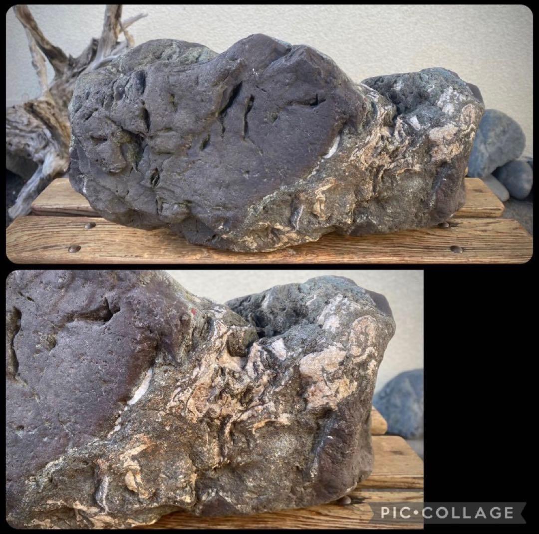 大型 15kg 群馬県南牧川石 ウブ 銘 寒霞渓 横36(cm)