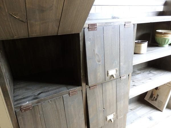 サイズオーダー可！超ワイド6枚パタパタキャビネットエスプレッソ受注製作